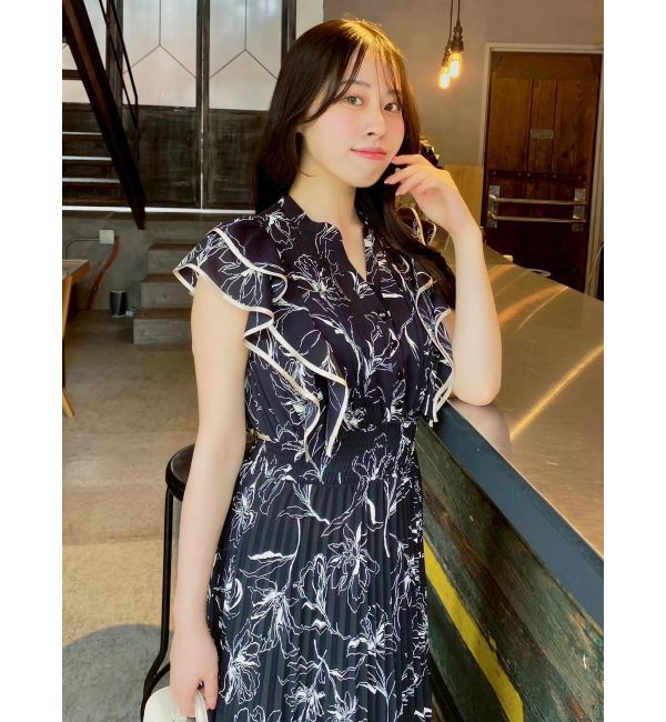 dazzlin「【新色登場】パイピングフラワープリーツワンピース」|ワンピース|