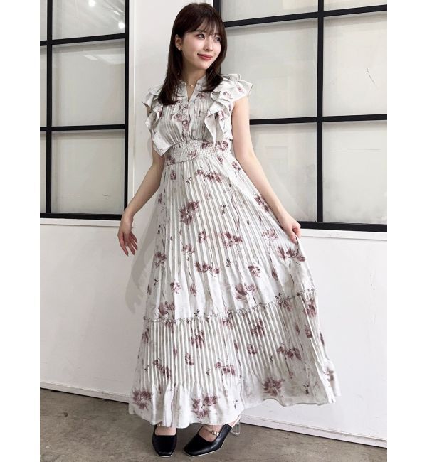 dazzlin「【新色登場】パイピングフラワープリーツワンピース」|ワンピース|