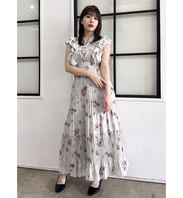 dazzlin「【新色登場】パイピングフラワープリーツワンピース」|ワンピース|