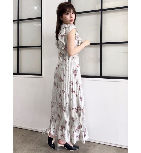 dazzlin「【新色登場】パイピングフラワープリーツワンピース」|ワンピース|