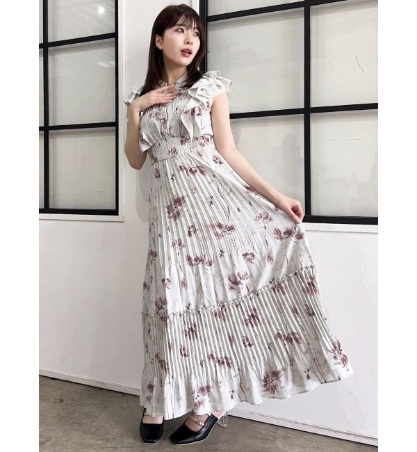 dazzlin「【新色登場】パイピングフラワープリーツワンピース」|ワンピース|