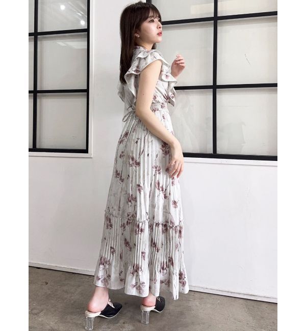 dazzlin「【新色登場】パイピングフラワープリーツワンピース」|ワンピース|