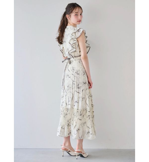 dazzlin「【新色登場】パイピングフラワープリーツワンピース」|ワンピース|