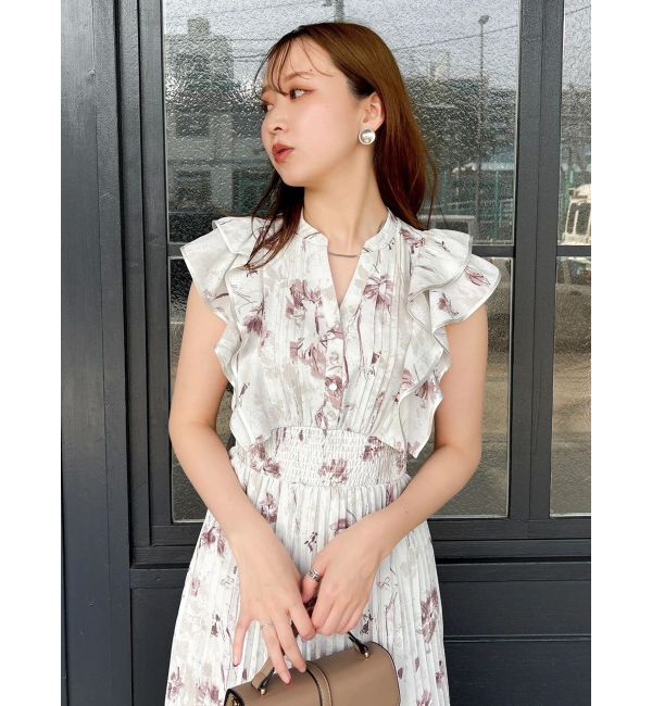 dazzlin「【新色登場】パイピングフラワープリーツワンピース」|ワンピース|