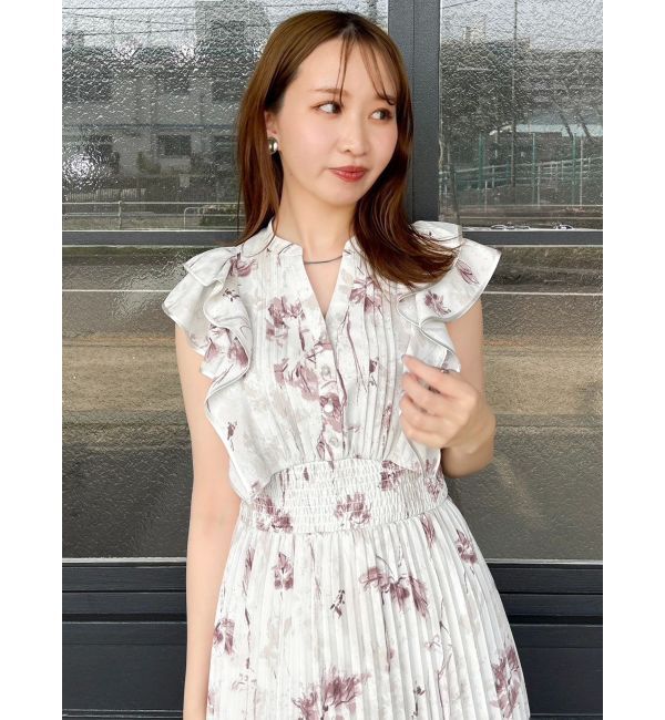 dazzlin「【新色登場】パイピングフラワープリーツワンピース」|ワンピース|