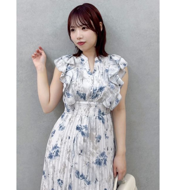 dazzlin「【新色登場】パイピングフラワープリーツワンピース」|ワンピース|