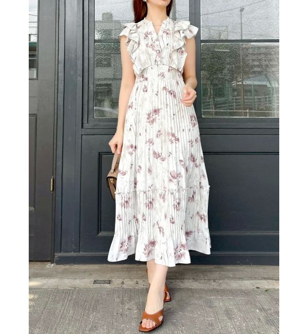 dazzlin「【新色登場】パイピングフラワープリーツワンピース」|ワンピース|