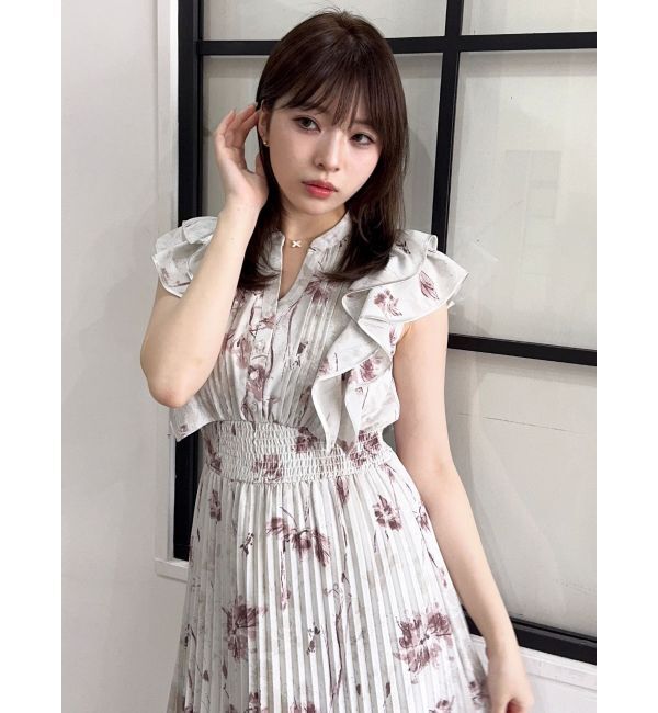 dazzlin「【新色登場】パイピングフラワープリーツワンピース」|ワンピース|