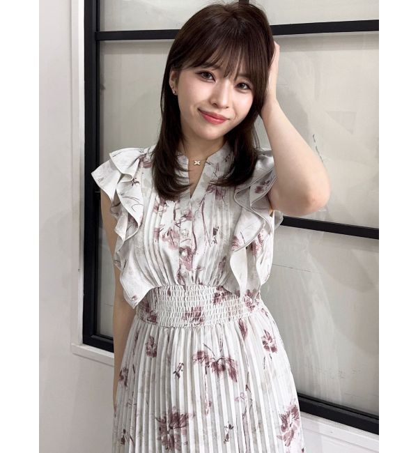 dazzlin「【新色登場】パイピングフラワープリーツワンピース」|ワンピース|