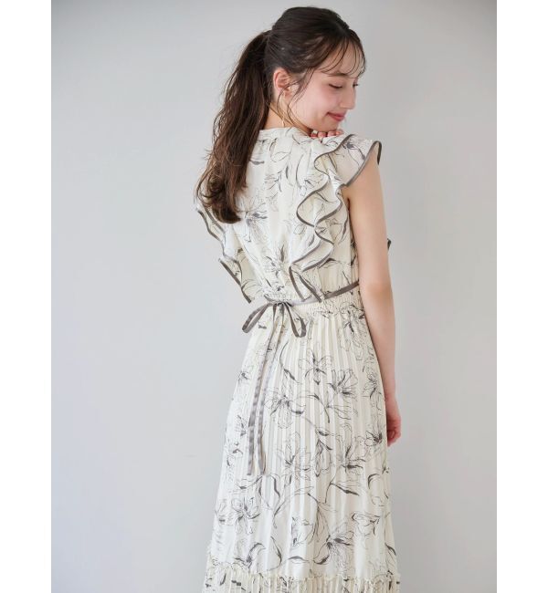 dazzlin「【新色登場】パイピングフラワープリーツワンピース」|ワンピース|