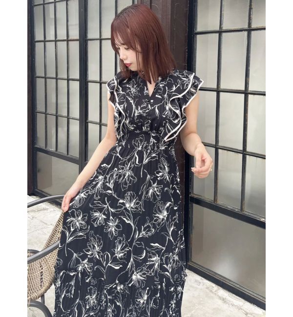 dazzlin「【新色登場】パイピングフラワープリーツワンピース」|ワンピース|