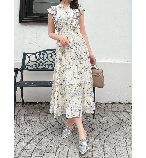 dazzlin「【新色登場】パイピングフラワープリーツワンピース」|ワンピース|