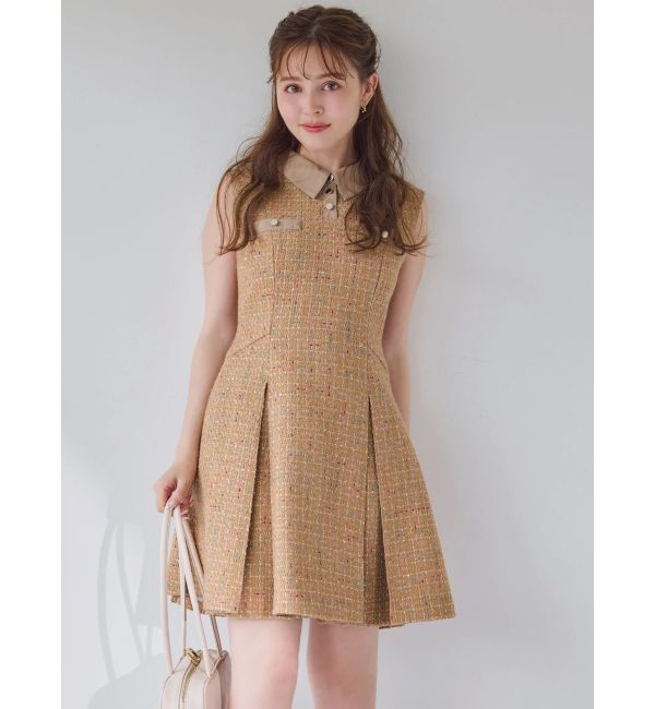 dazzlin「シャツカラーツイードミニワンピース」|ワンピース|