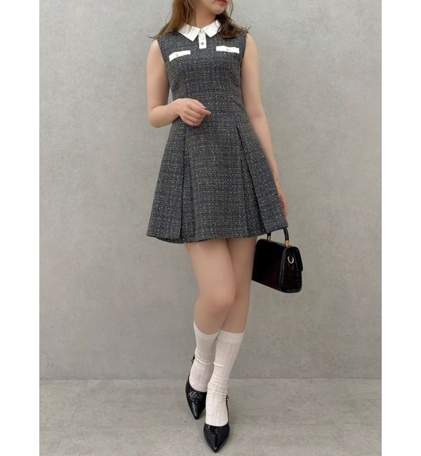 dazzlin「シャツカラーツイードミニワンピース」|ワンピース|
