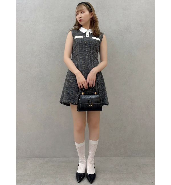 dazzlin「シャツカラーツイードミニワンピース」|ワンピース|