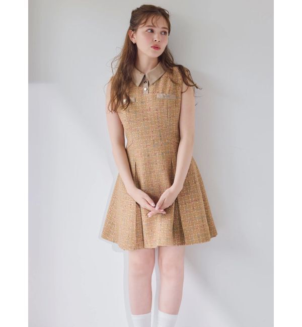 dazzlin「シャツカラーツイードミニワンピース」|ワンピース|