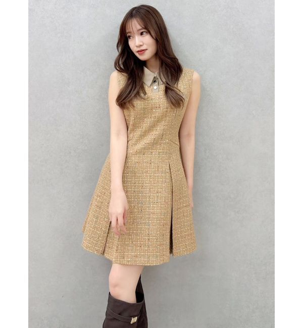 dazzlin「シャツカラーツイードミニワンピース」|ワンピース|