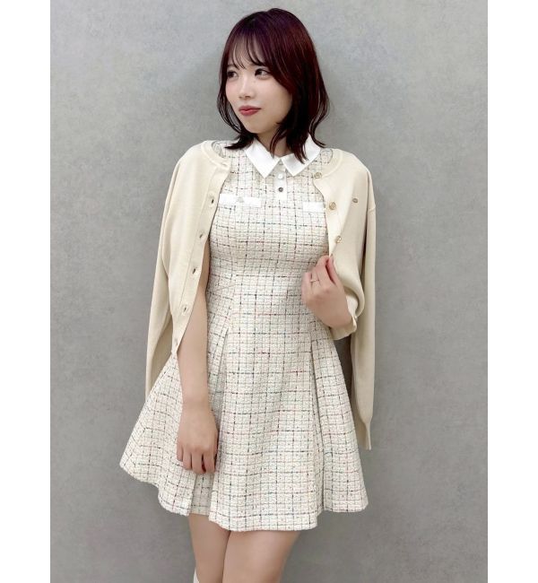 dazzlin「シャツカラーツイードミニワンピース」|ワンピース|