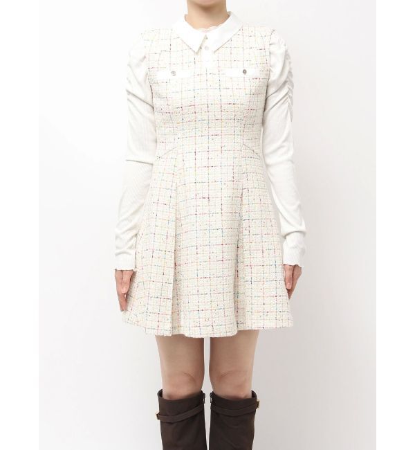 dazzlin「シャツカラーツイードミニワンピース」|ワンピース|