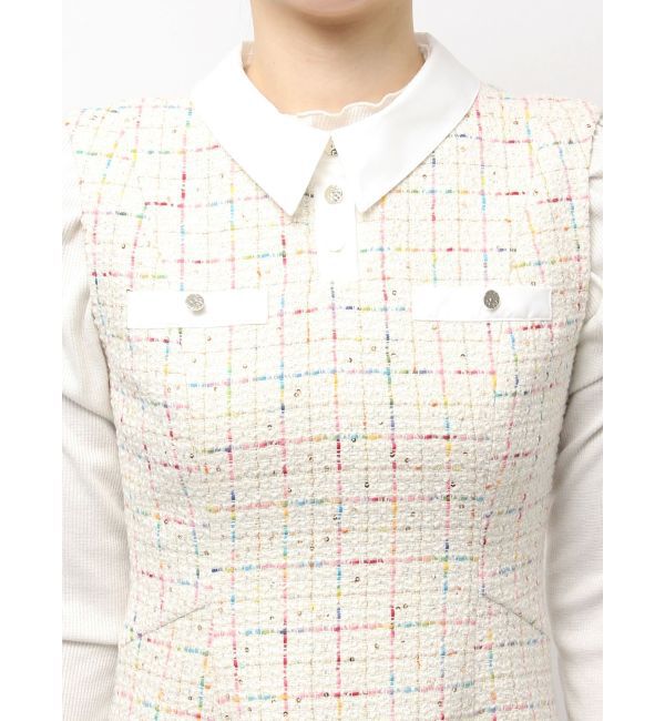 dazzlin「シャツカラーツイードミニワンピース」|ワンピース|