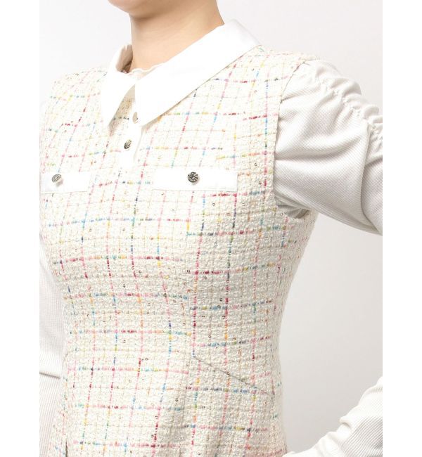 dazzlin「シャツカラーツイードミニワンピース」|ワンピース|