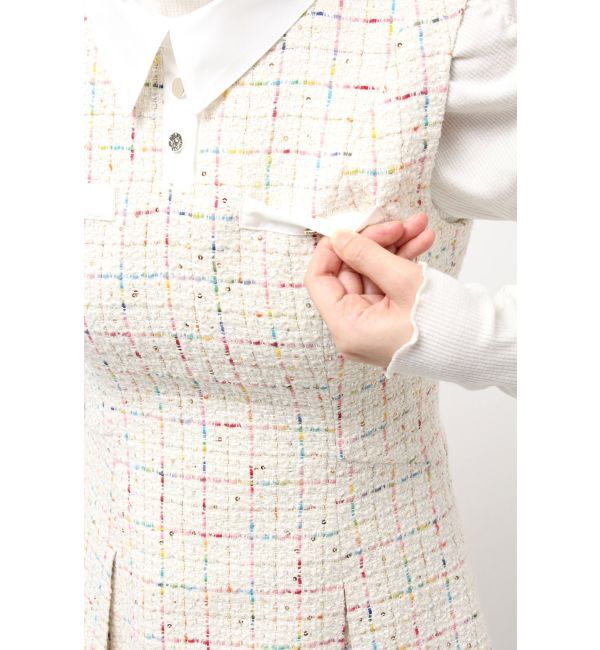 dazzlin「シャツカラーツイードミニワンピース」|ワンピース|