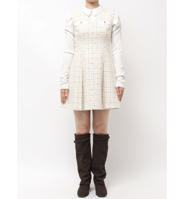 dazzlin「シャツカラーツイードミニワンピース」|ワンピース|