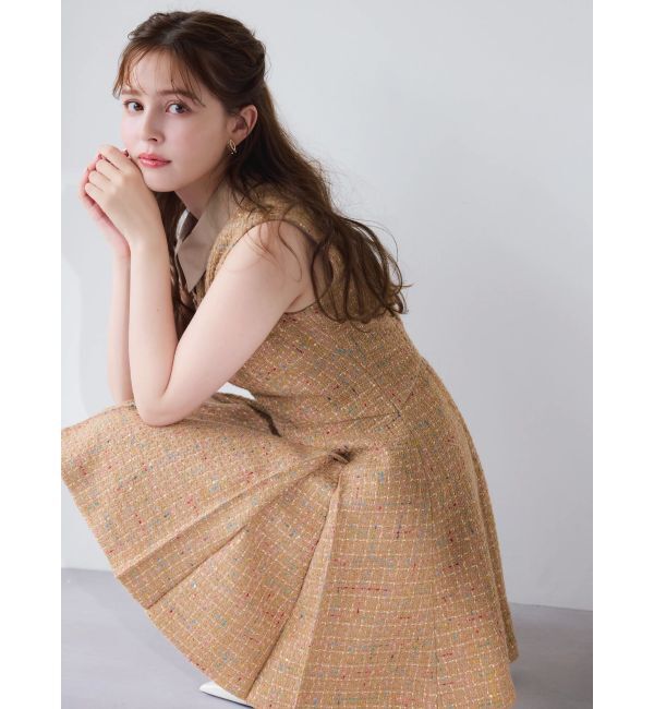 dazzlin「シャツカラーツイードミニワンピース」|ワンピース|