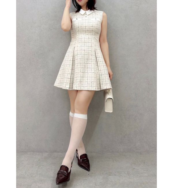 dazzlin「シャツカラーツイードミニワンピース」|ワンピース|