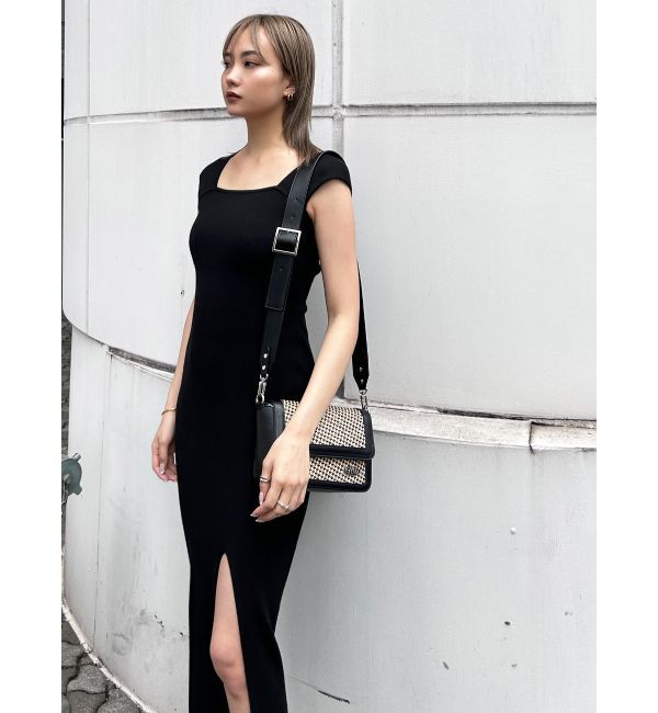 EMODA「ワイドストラップリブスリットワンピース」|ワンピース|