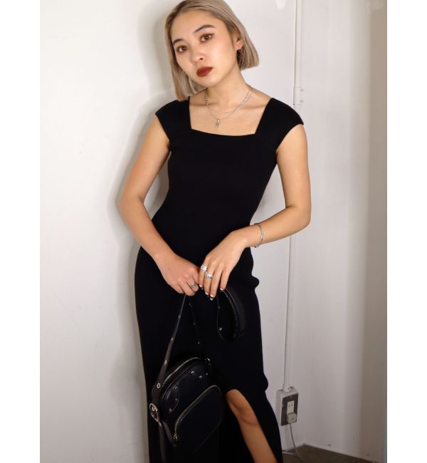 EMODA「ワイドストラップリブスリットワンピース」|ワンピース|