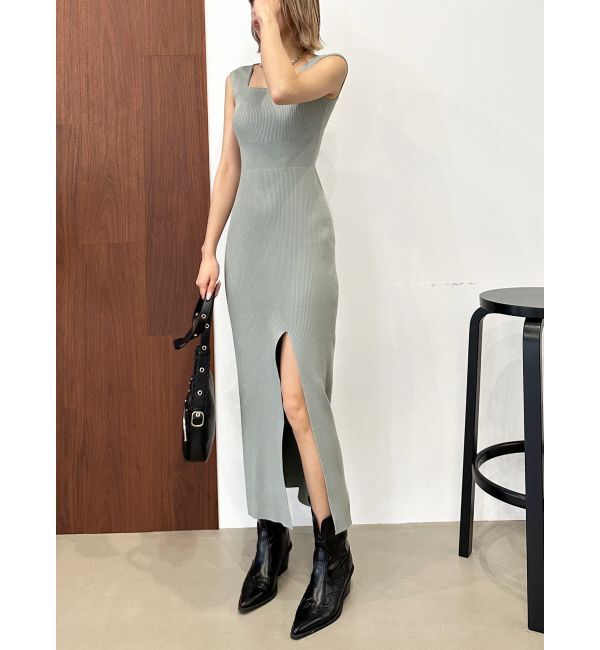 EMODA「ワイドストラップリブスリットワンピース」|ワンピース|