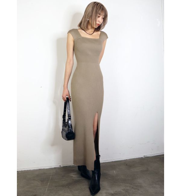 EMODA「ワイドストラップリブスリットワンピース」|ワンピース|