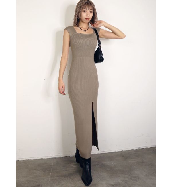 EMODA「ワイドストラップリブスリットワンピース」|ワンピース|