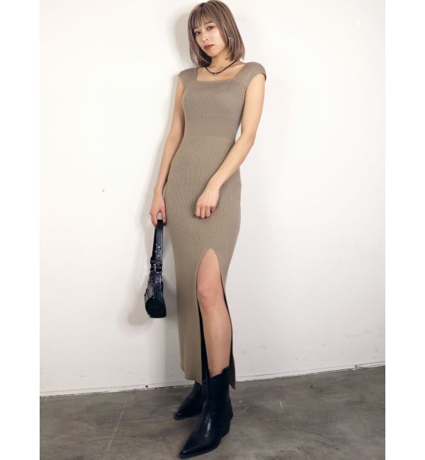 EMODA「ワイドストラップリブスリットワンピース」|ワンピース|