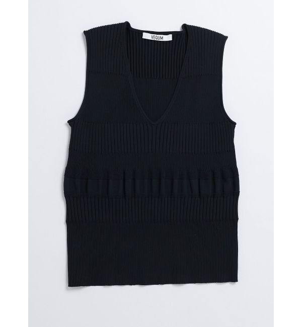 EMODA「【VEQUM】SWITCHING KNIT VEST」|ベスト・ジレ|ブラック
