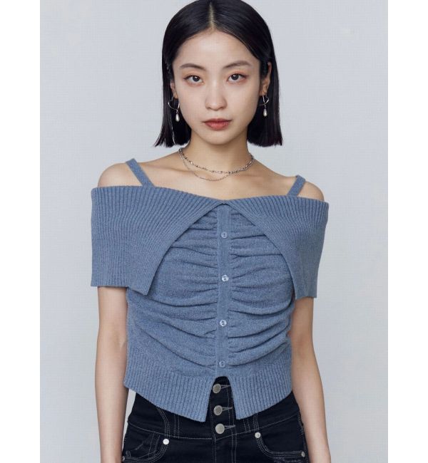 EMODA「フロントボタンオフショルダーニット」|ニット・セーター|