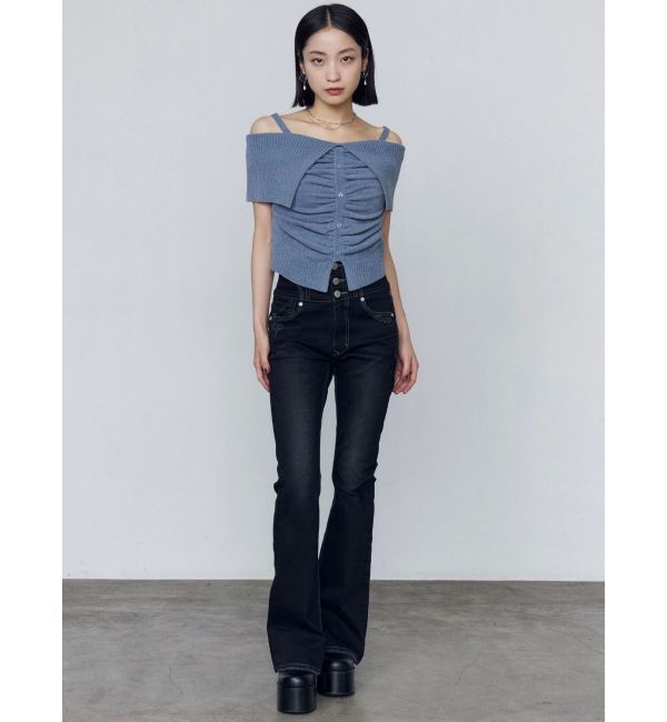 EMODA「フロントボタンオフショルダーニット」|ニット・セーター|