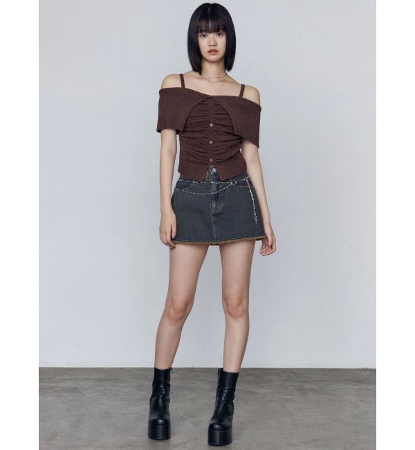 EMODA「フロントボタンオフショルダーニット」|ニット・セーター|