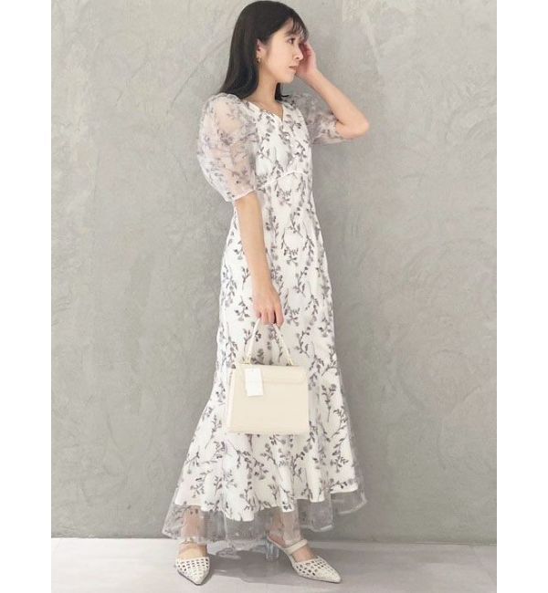 MERCURYDUO「エンブロイダリーアシメマーメイドワンピース」|ワンピース|