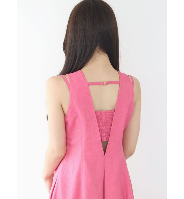 MERCURYDUO「リネンライクバックシャンカラーワンピース」|ワンピース|
