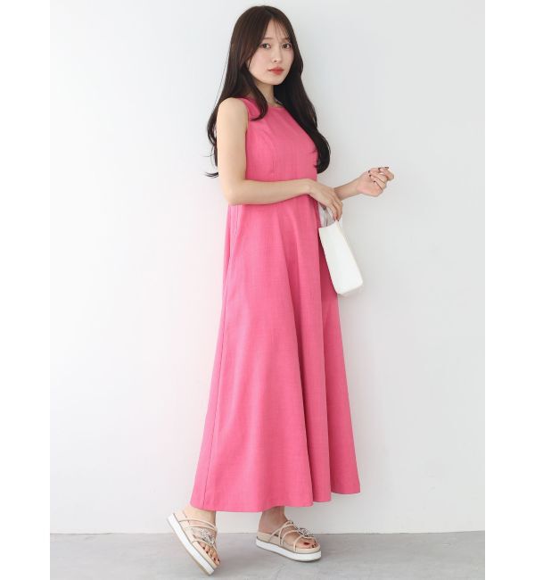 MERCURYDUO「リネンライクバックシャンカラーワンピース」|ワンピース|