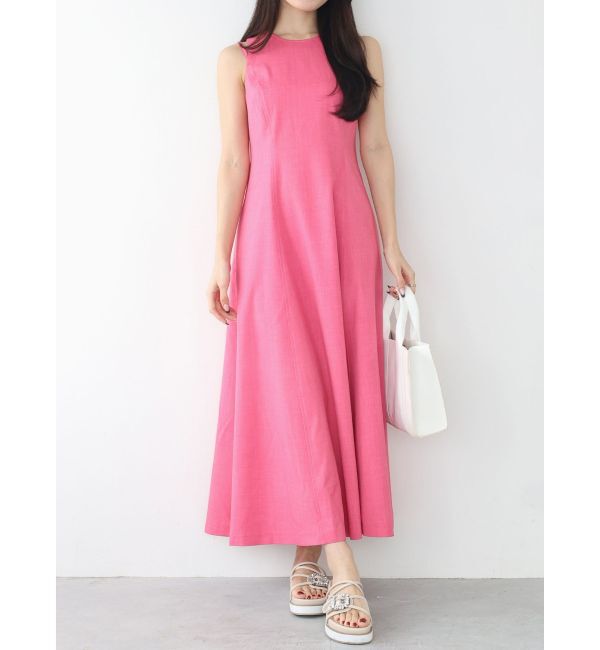 MERCURYDUO「リネンライクバックシャンカラーワンピース」|ワンピース|ピンク