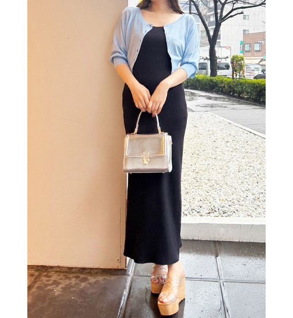 MERCURYDUO「ラメシアー5分袖カーディガン」|カーディガン|