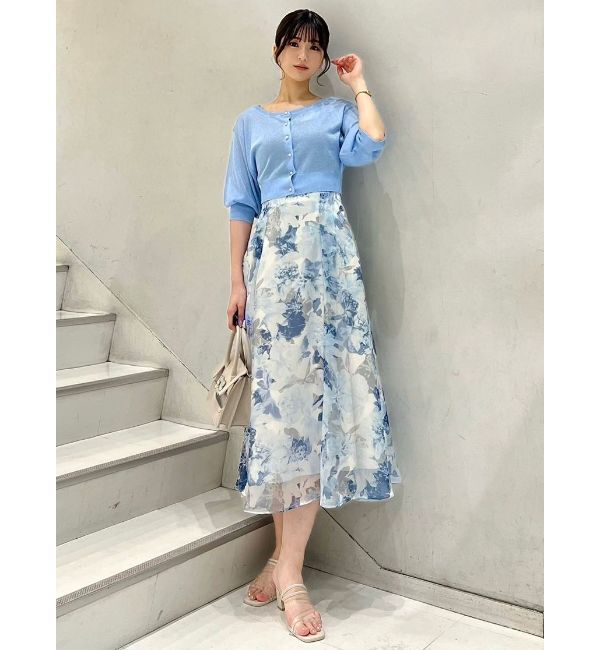 MERCURYDUO「ラメシアー5分袖カーディガン」|カーディガン|