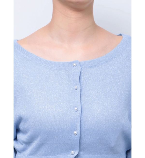 MERCURYDUO「ラメシアー5分袖カーディガン」|カーディガン|