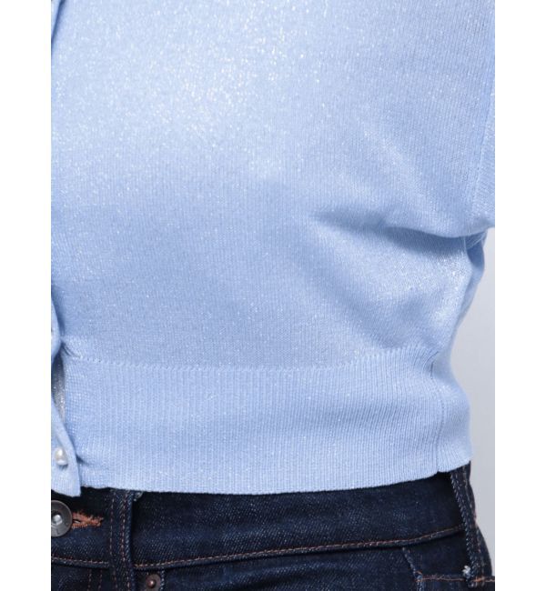 MERCURYDUO「ラメシアー5分袖カーディガン」|カーディガン|