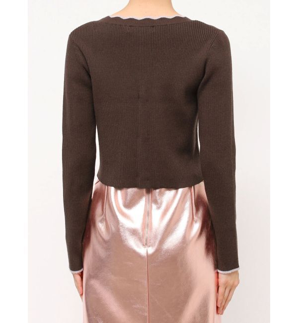 MERCURYDUO「バイカラースカラップコンパクトカーディガン」|カーディガン|