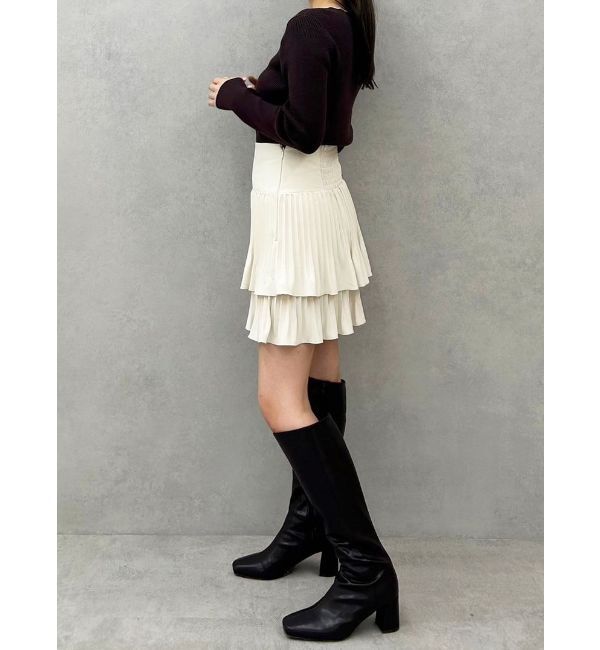 MERCURYDUO「バイカラースカラップコンパクトカーディガン」|カーディガン|