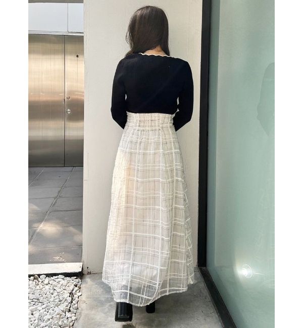 MERCURYDUO「バイカラースカラップコンパクトカーディガン」|カーディガン|